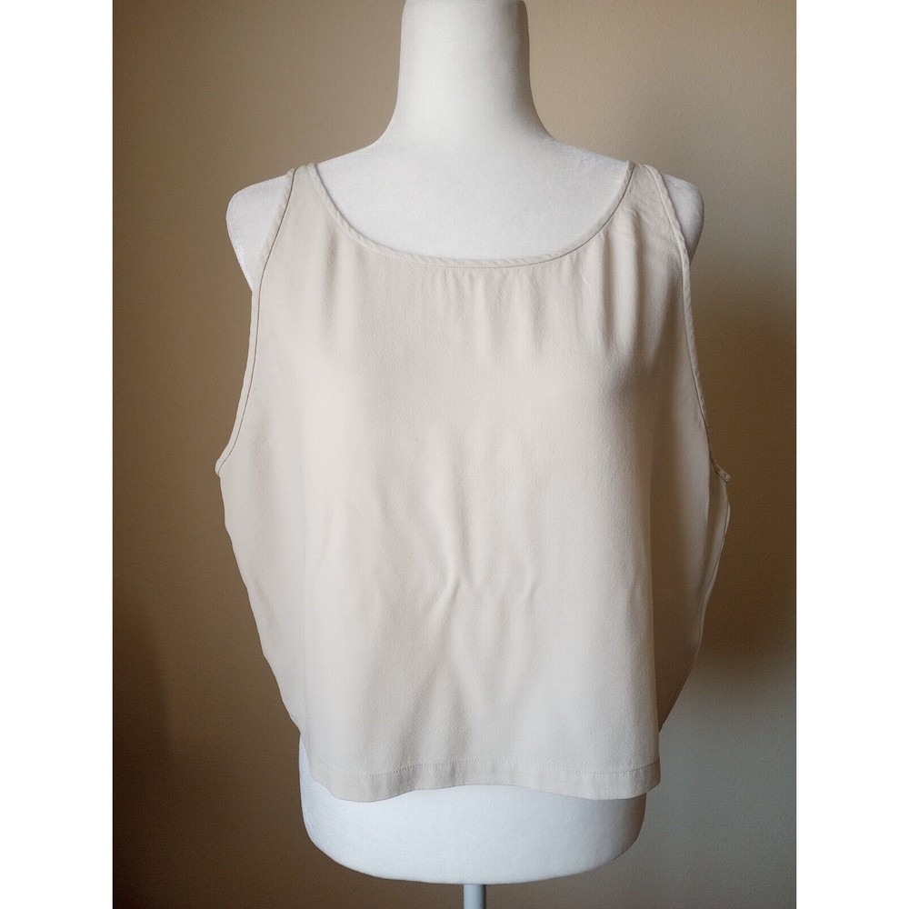 Eileen Fisher Women's Medium Shirt Beige 100% Silk Blouse / Tank Top